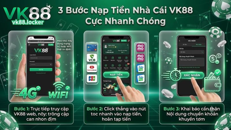 Hướng dẫn nạp tiền Nhà cái VK88 nhanh chóng