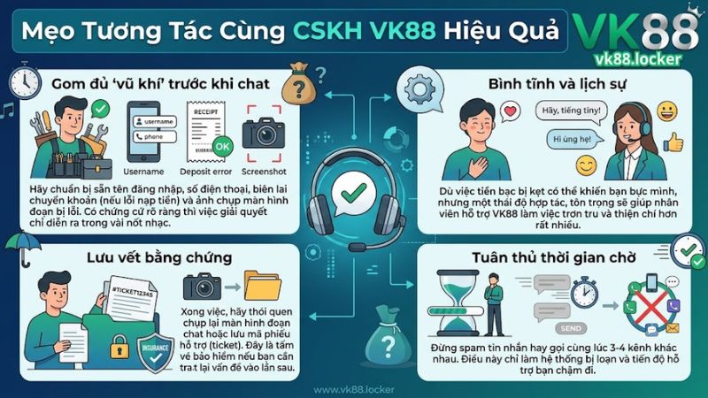 Mẹo làm việc hiệu quả với CSKH VK88 Mẹo làm việc hiệu quả với CSKH VK88
