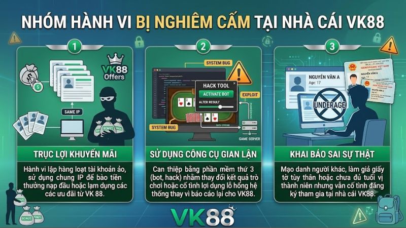 Những hành vi vi phạm nghiêm trọng tại nhà cái VK88 Những hành vi vi phạm nghiêm trọng tại nhà cái VK88